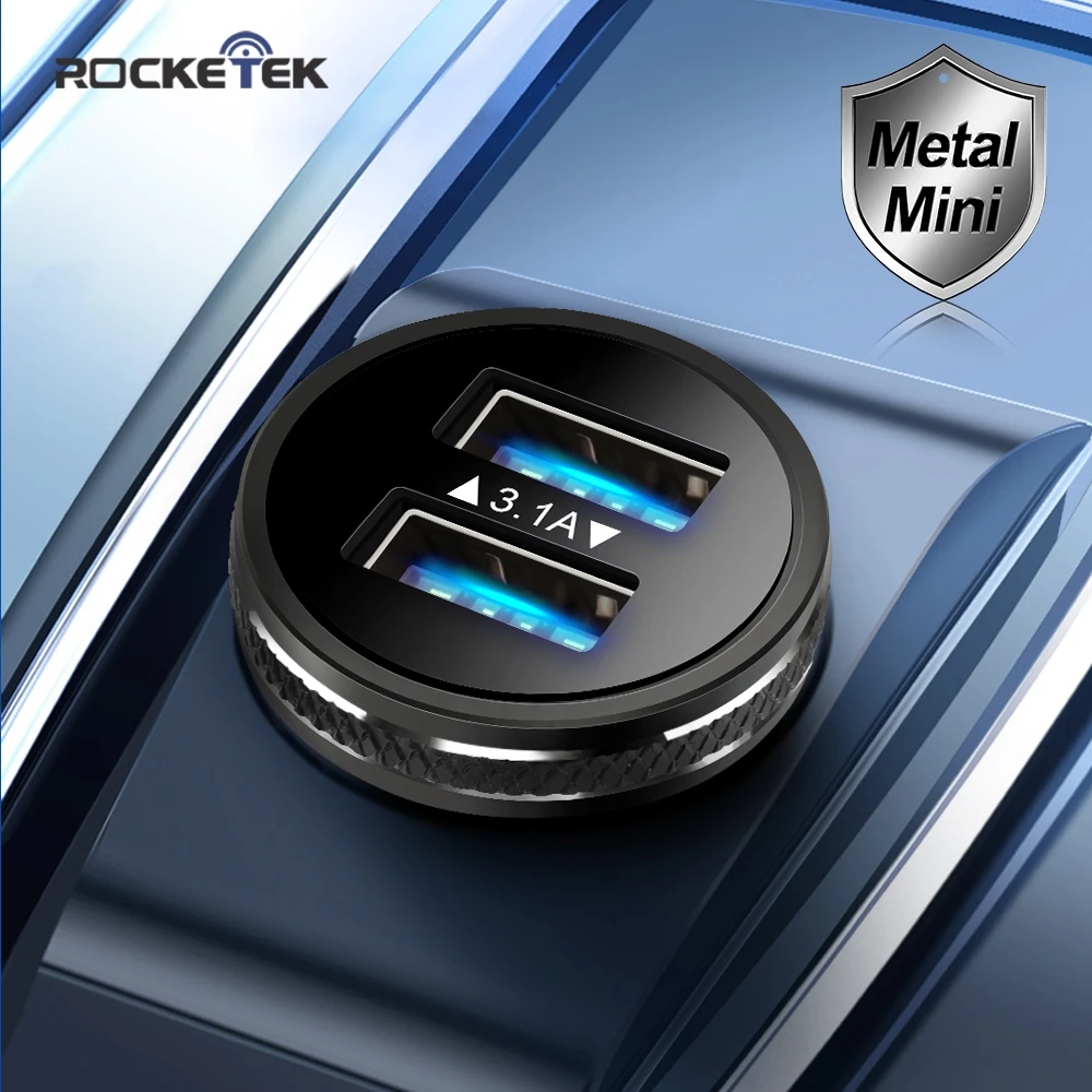 Rocketek мини двойной зарядное устройство usb 3.1A 5 V ЖК-дисплей Дисплей Универсальный телефон автомобиль Зарядное устройство для Xiaomi samsung S8 iPhone X 8 Plus Tablet