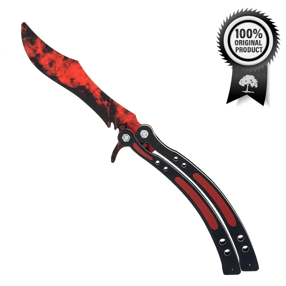 Knife butterfly Counter-Strike 1.6 vozwooden waves Ruby /cs go Wood Toy wood weapon / Gift for boy (Rubber cartridges)/ CS GO Plaything gun knife |