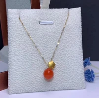 shilovem 18k yellow gold real natural south red agate pendants necklace fine jewelry classic gift plant gift new mymz8 5 96665nh