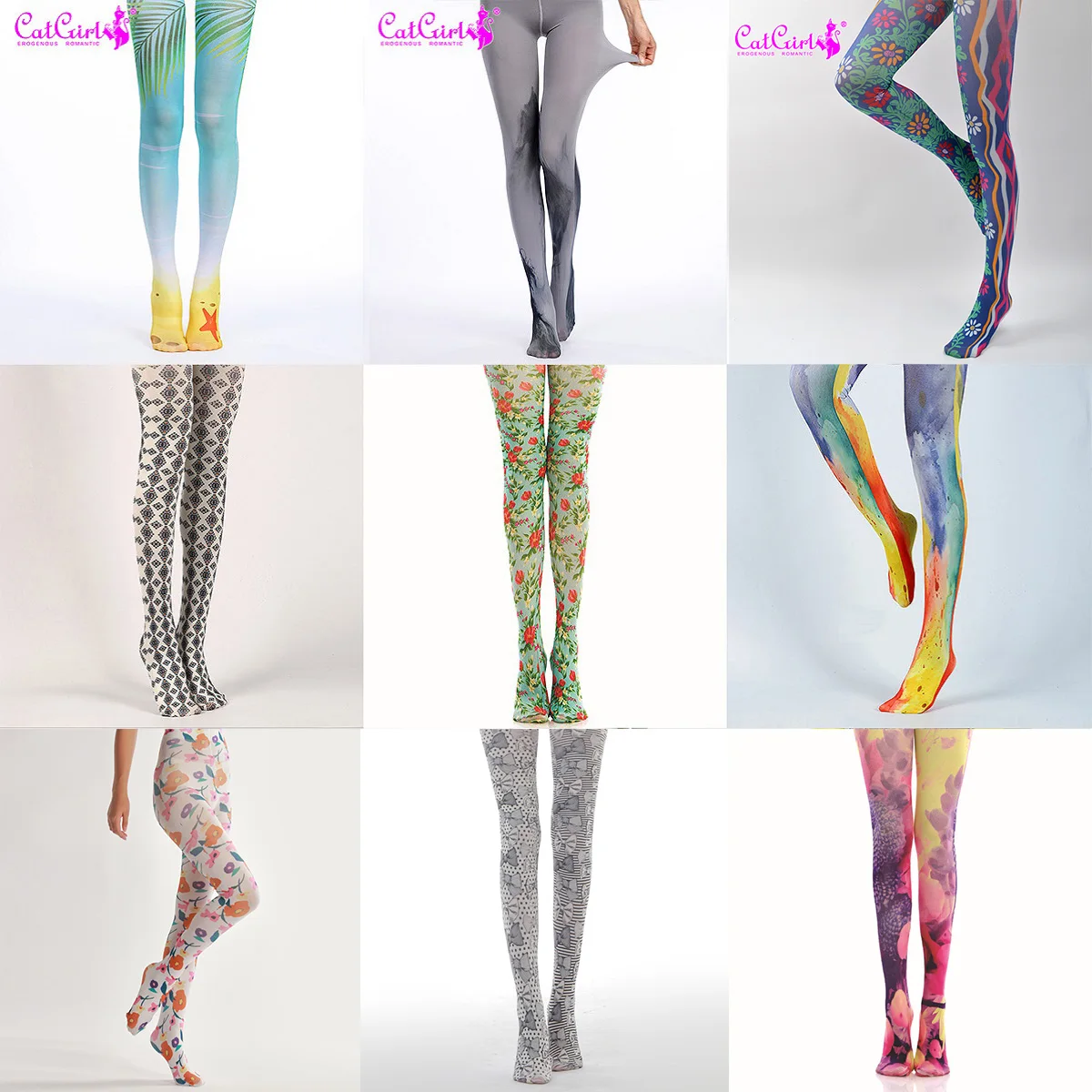 Hot Sale Designers High Quality Digital Print Tights Fashion Paint Pattern Pantyhose Soft Winter Colorful Stockings Womens Girls