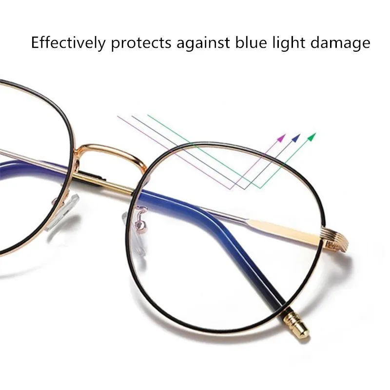 

2020 Anti Blue Light New Frame Metal Retro Round Optical Sepectacles Plain Eyewear elegant reading glasses women Gafas okulary