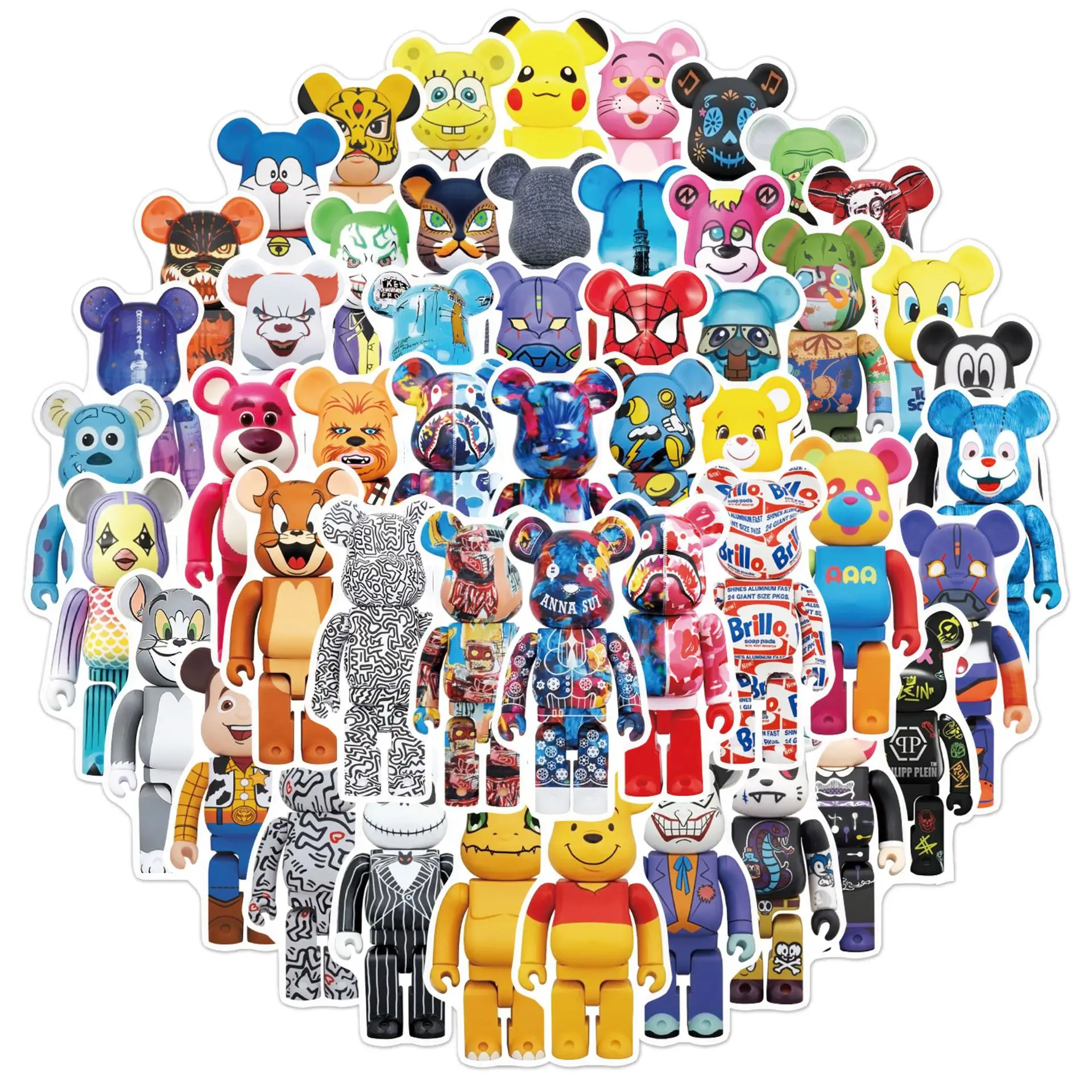 

10/30/50Pcs Bearbrick Anime Graffiti Stickers For Laptop Skateboard Bike Helmet Luggage Motorcycle Waterproof Decal Toy Stickers