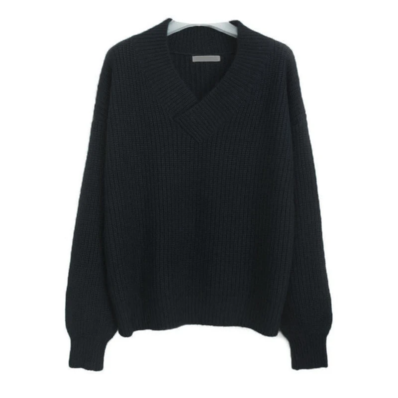 

New V Neck Solid Women Sweaters 2020 Autumn Korean Fashion Pullovers Winter Clothes Loose Warm Sueter Mujer Outwear