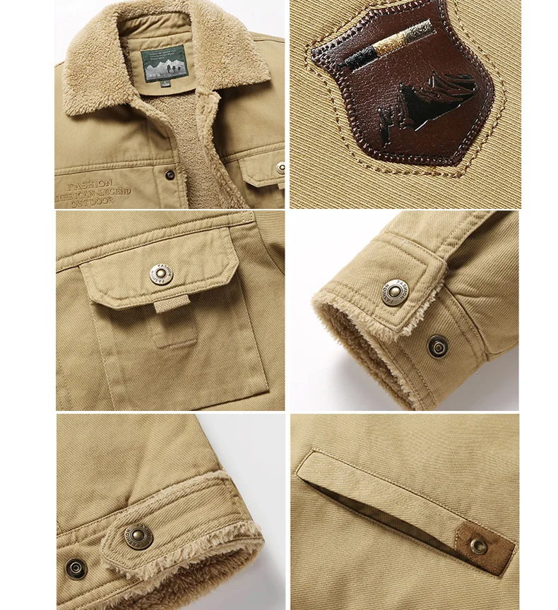 Мужская теплая куртка-бомбер на флисе цвета хаки | одежда