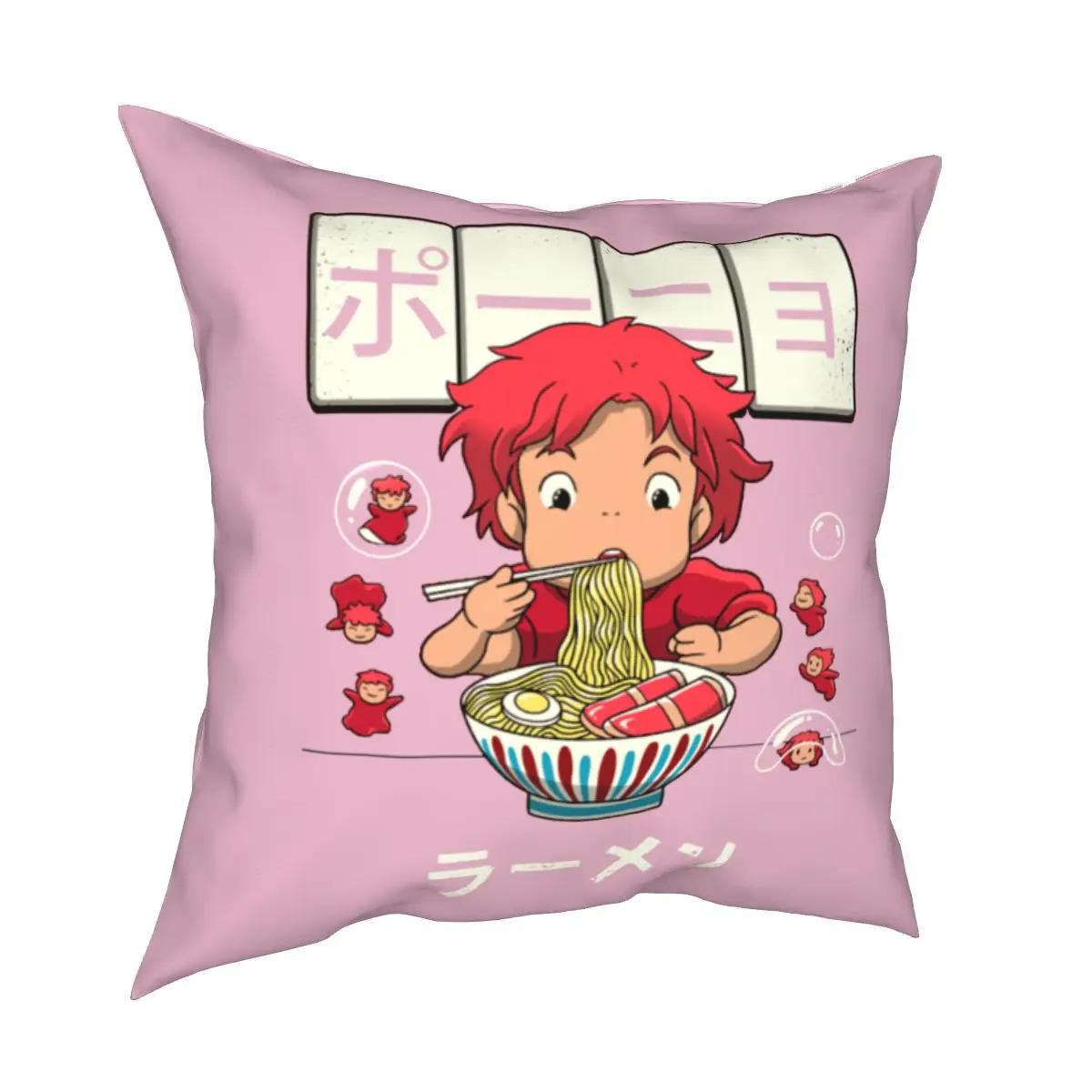 

Ponyo On The Cliff Ramen Pillowcase Soft Polyester Cushion Cover Decoration Ghibli Throw Pillow Case Cover Home Square 40*40cm