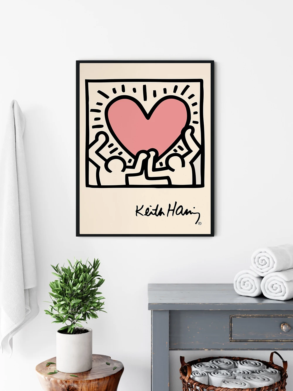 

Modern Pop Poster Abstract Keith Heart Canvas Painting Exhibition Art Print Nordic Wall Picture For Living Room Home Decor