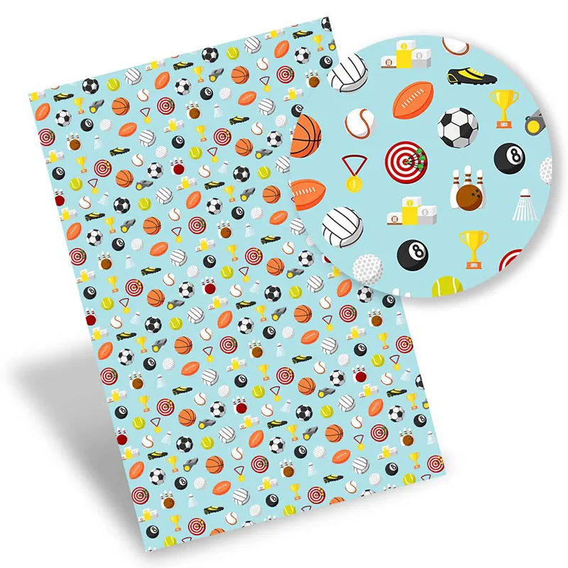 

Faux Leather Sheets Sports Equipments Printed Vinyl Fabric Synthetic Leather Bows Making DIY Handbags 22*30cm/A4 0.8mm 1pc