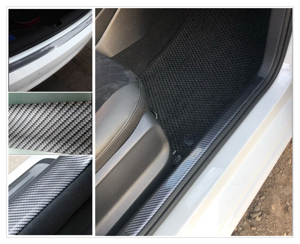 Универсальная автомобильная наклейка 5D из углеродного волокна пороговое