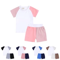 boy girls clothing sets contrast color short sleeve tops shorts 2pcs suit teens kids summer clothing outfits 2021 new fashion