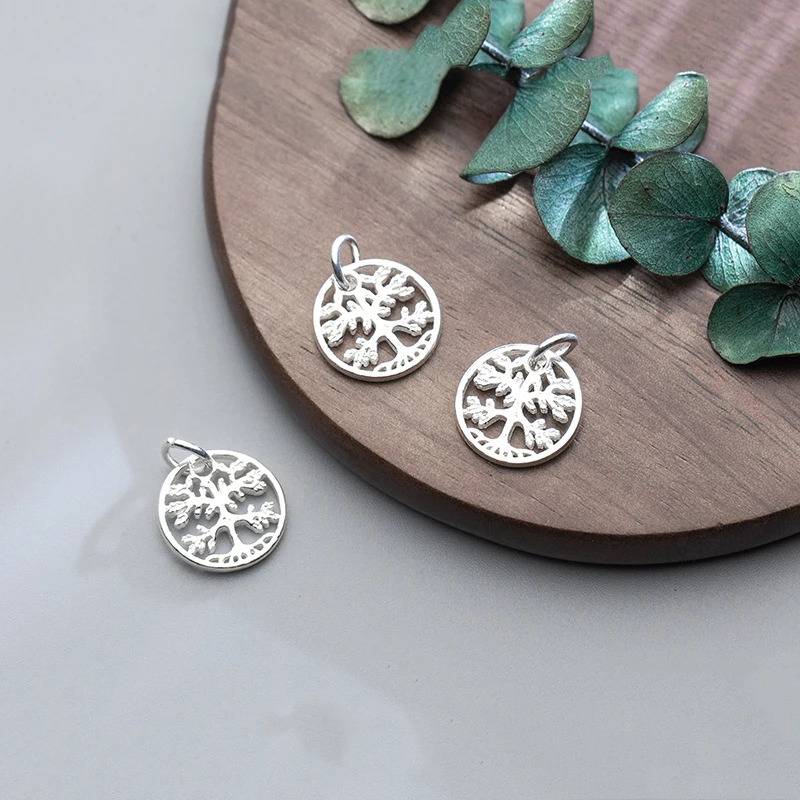 

MEETSOFT Plain Silver Classic Hollow Tree Brand Charm Handmade Nceklace Making Findings Handcraft Decoration Pendent Accessories