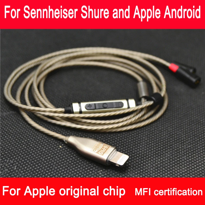 

New Lightning original chip Adapter For Sennheiser IE8 IE8I IE80 80S for Shure MMCX Se215 SE846 Single Crystal Copper Cable MFI
