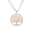 Длинное ожерелье с двойным деревом жизни для женщин, цепочки из нержавеющей стали, серебристый чокер, ожерелье, модные женские украшения