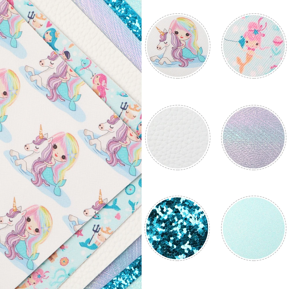 Ткань из искусственной кожи с принтом Принцесса океана для бантов кожаные листы