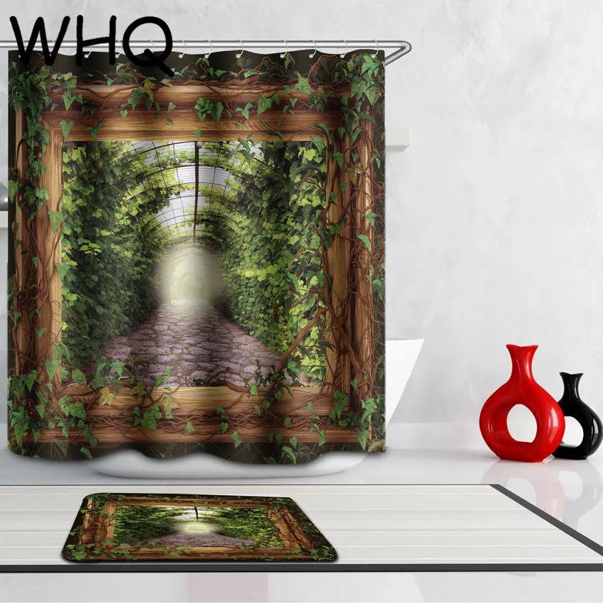 Jungle WHQ занавеска для душа с принтом собаки, орла, бака, кошки, джунглей, водонепроницаемая занавеска для ванной комнаты, 180*180 см, с 12 пластиковыми крючками - Цвет: Jungle