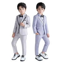2021 boys formal wedding suit gentleman kids jacketvestpantsbowtie 4pcs clothing set childrens day performance dress costume