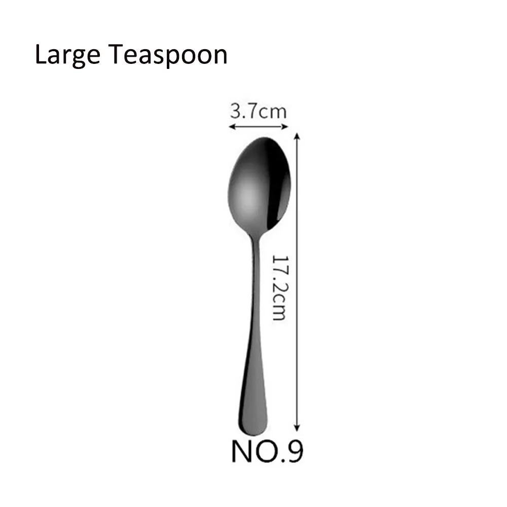NO9 Large Teaspoon Обеденный из нержавеющей стали вилка Корея красочные десерт пирог вилка длинная ручка Золотой синий черная Вилка Набор для отеля вечерние Прямая - Цвет: NO9 Large Teaspoon