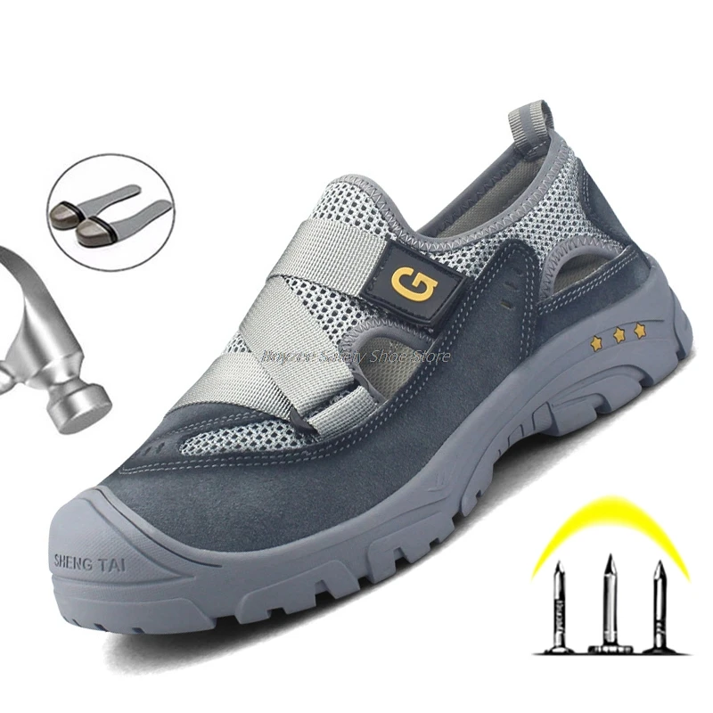 

Breathable Work Shoes Men's Work Sandals Lightweight Working Sneakers Safety Shoes Casual Wear-resisatnt Men's Work Safety Boots