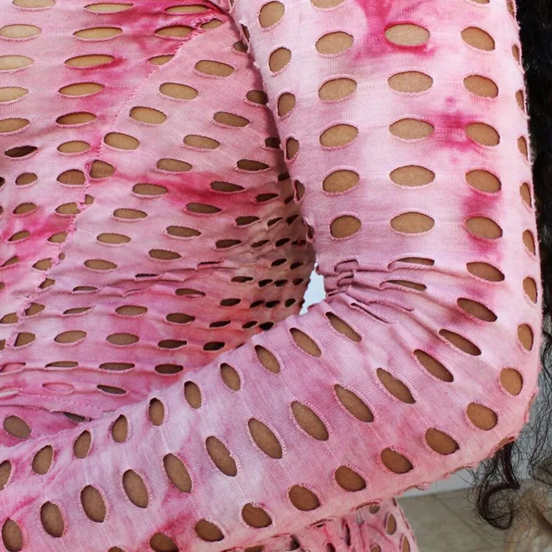 

2 Pcs/set Women Sexy Hollow Burnt Flower Buttocks Long Sleeve High Neck Breathable Fitness Sport Gym Tracksuit Sportswear Female