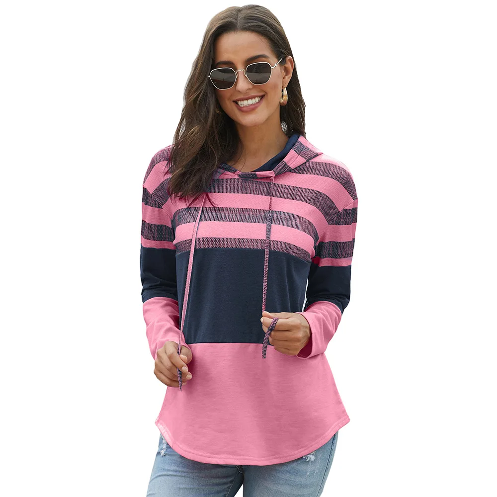 

Hood Women Pullover Sweatshirts Casual Female Patchwork Hooded Jacket Spring Autumn Coat Warm Hoody