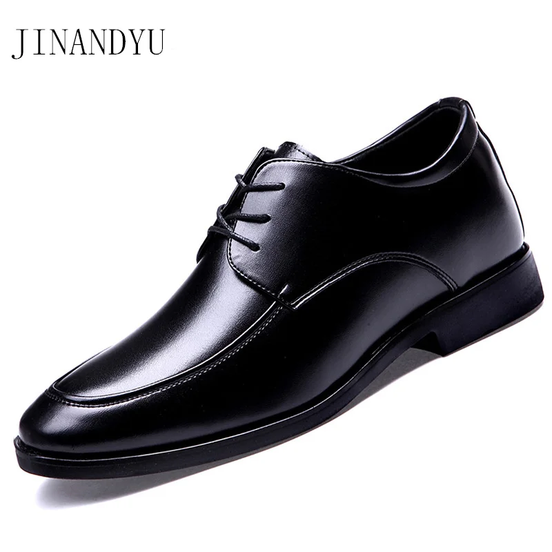Hidden Heel 6cm Black Formal Shoes Men Genuine Leather Oxford Shoes Mens Dress Party Shoes Man Lace Up New Elegant Business Shoe