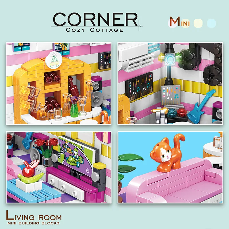 Креативная серия кухонный уголок уютная модель коттеджа строительные блоки