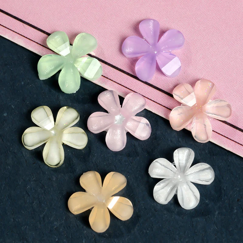 

100Pcs/Bag Small Size Colorful Resin Flower Acrylic Nail Art Decoration Glue On Decorative Accessories Making Diy Crafts Flower