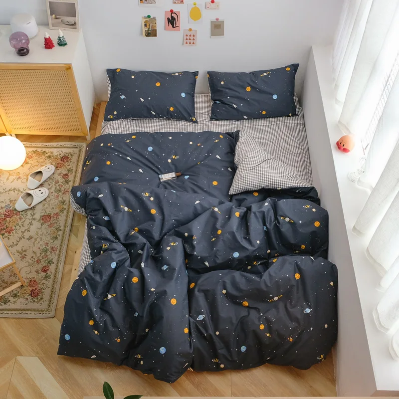 

2021 Heart Bedding Set 100% Cotton AB Side Duvet Cover Boys Girl Flat Sheet Aective Printing Home Linens Cartoon Twin 3/4pcs New