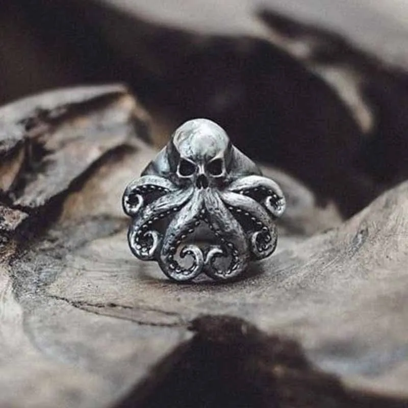 Onlysda Christmas 2020 Charm Halloween Octopus Skull Punk Stainless Steel Seaman Rings Men Anel Puck Jewelry Gift for Sailor