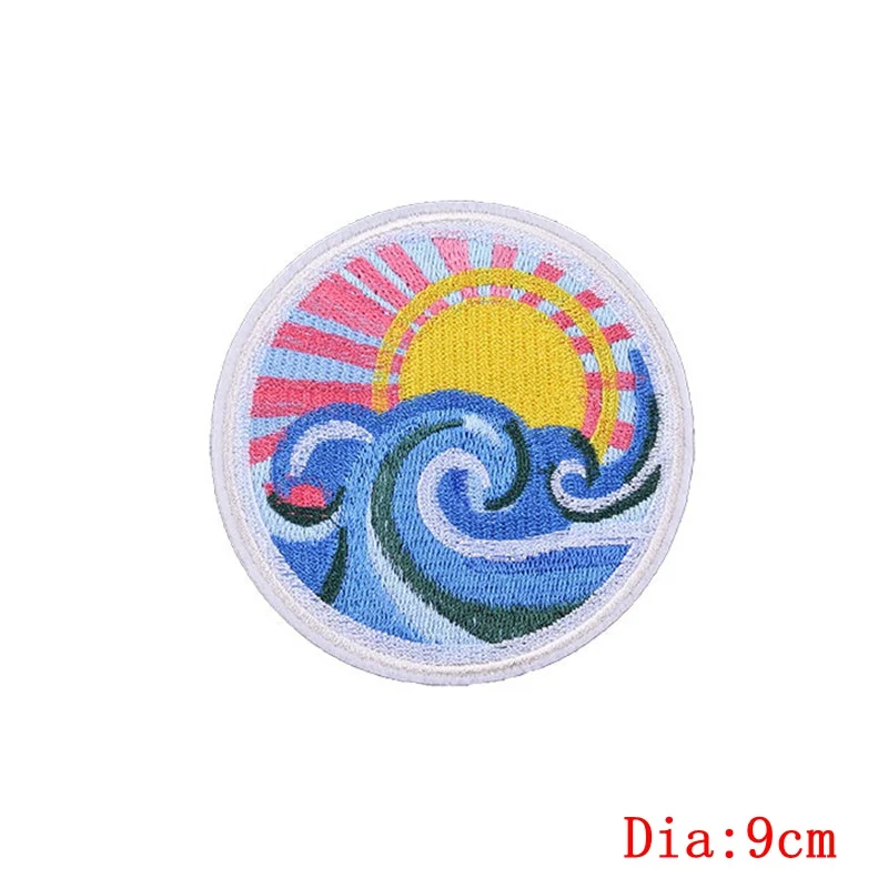 Prajna нашивка в виде хиппи kanagawa Wave Iron On Embroidered Patches для одежды нашивка в полоску Ван Гог странные вещи аппликация - Цвет: Медь