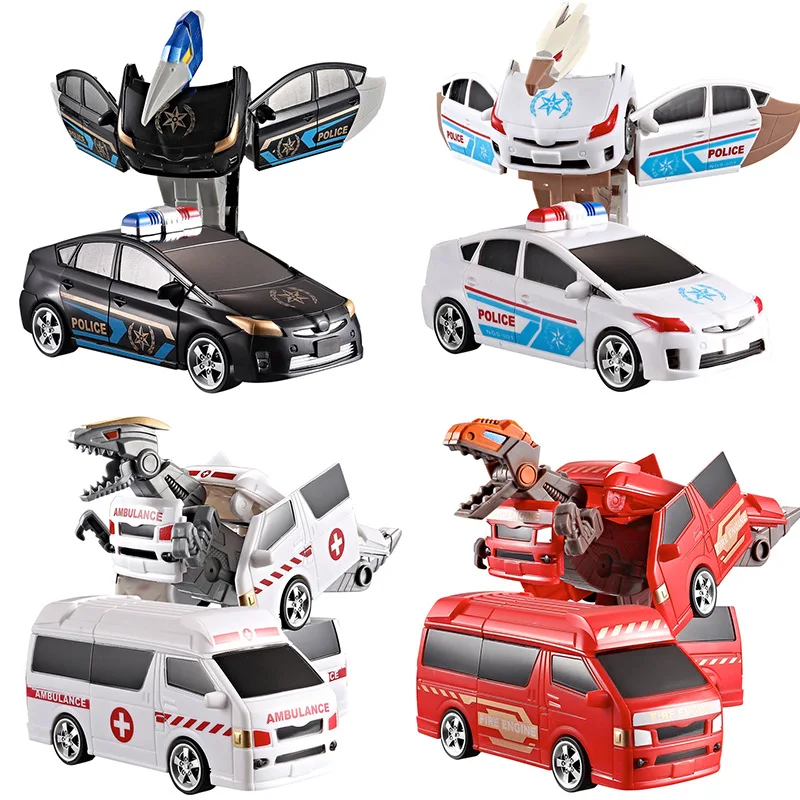 

War Dragon Deformation Car Robot Mecha Adventures Transformer Tyrannosaurus Pterosaur Police Car Boy Educational Toy Gift