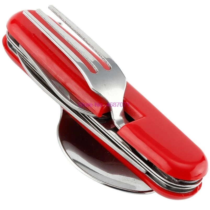 DHL 100 шт наружная посуда из нержавеющей стали ложка/вилка/открывалка для бутылок 4