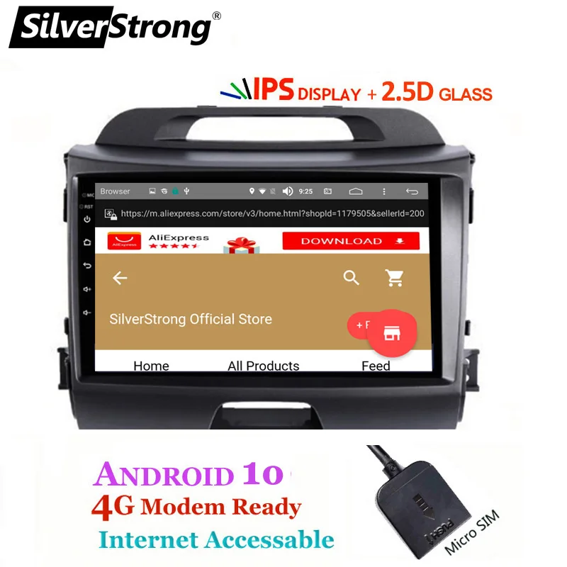 SilverStrong Автомобильный мультимедийный IPS Android 10 0 для KIA Sportage3 автомобильный DVD Радио