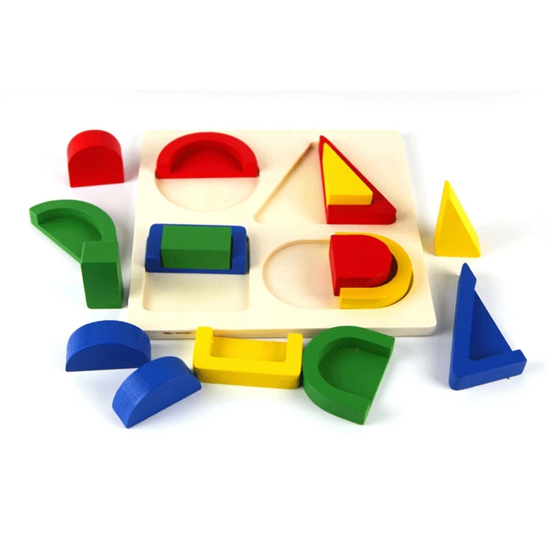 

Wooden Preschool Shape Color Puzzle Geometric Recognition Board Blocks Stacking Sort Montessori Toys for Kids Toddler