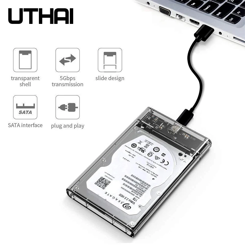 Утхай T09 USB3.0/Тип C 2 5 ''жесткий диск корпус прозрачный мобильный жесткий коробка