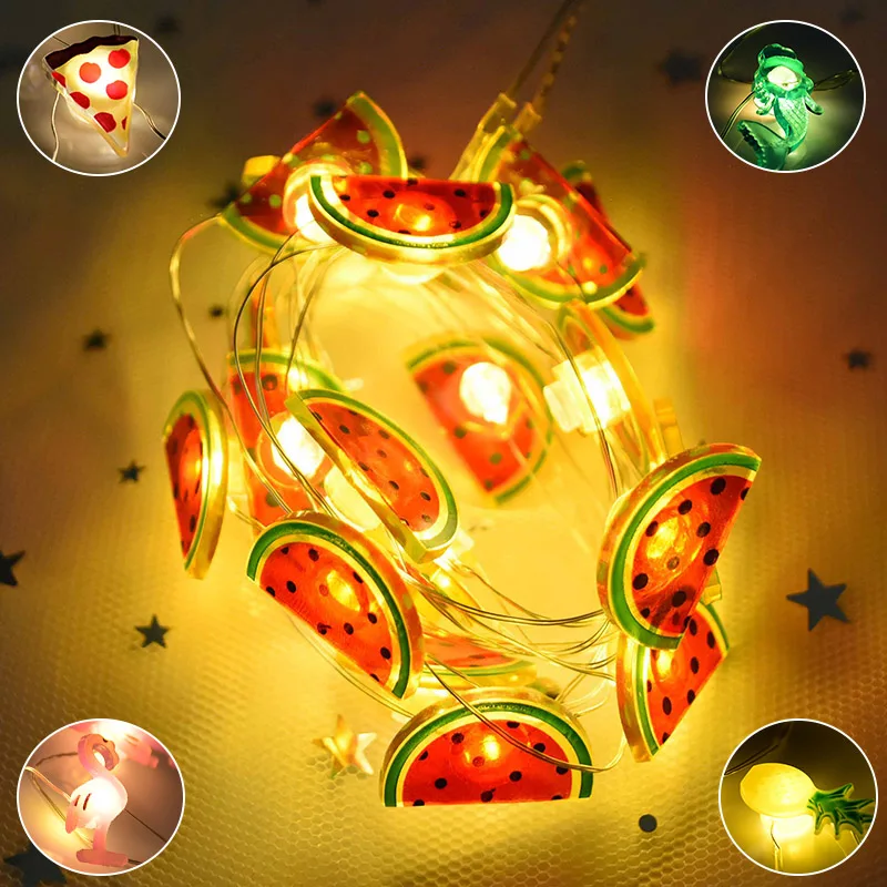 2 м милые Фея Единорог фламинго ананасов Арбузов строка светильник цветочной