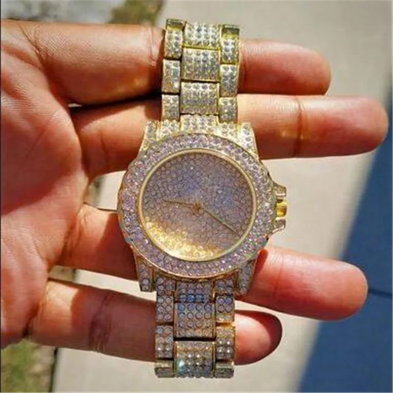 Iced Out часы Роскошные Дата кварцевые наручные мужские s часы с Micropave CZ часы из нержавеющей стали для женщин мужчин хип-хоп ювелирные изделия