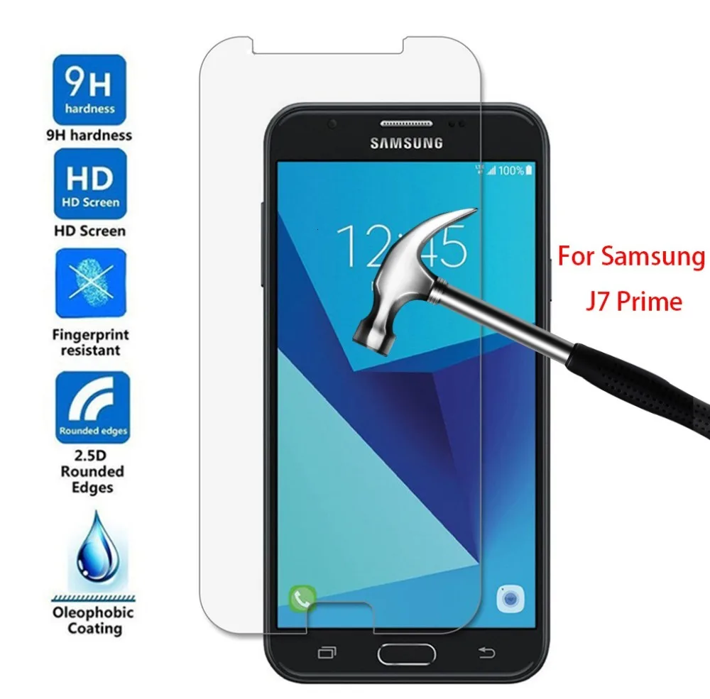 2 шт. 9H 2.5D Закаленное стекло для SAMSUNG Galaxy J7 Prime Защитная пленка устойчивое к
