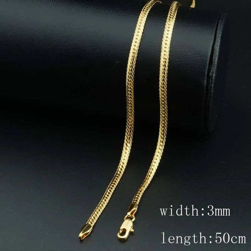 yellow 3mm 50cm 1 шт 45 см-70 см длиной 3 мм 4 мм Мужская Женская пара розового золота заполненная Змея Ожерелье Елочка цепь E153 - Окраска металла: yellow 3mm 50cm