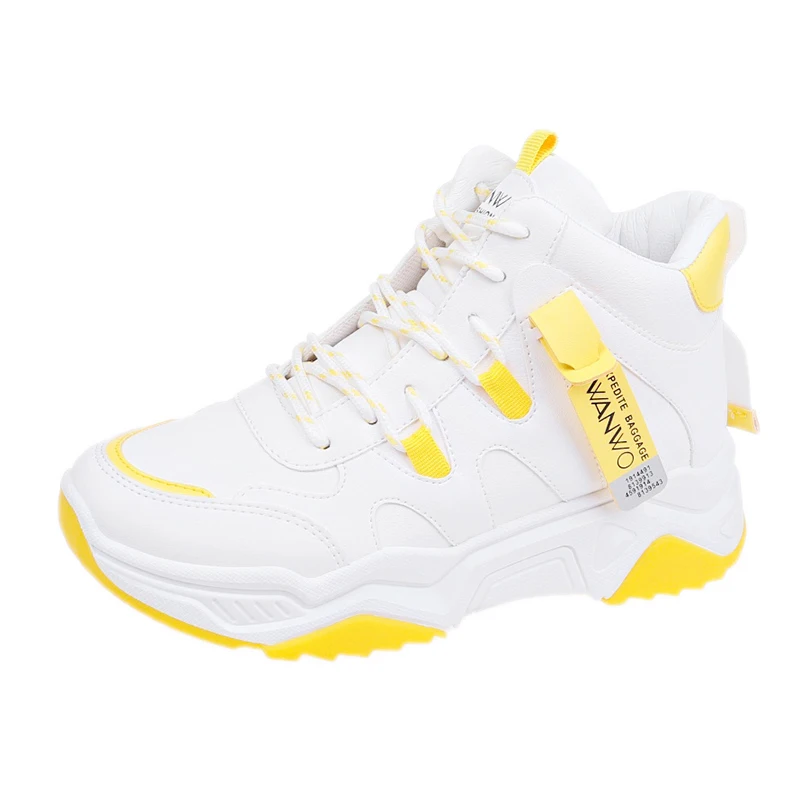 New 2019 Autumn Fashion Women Casual High-Top Shoes Flat Platform Sneakers Ladies White Trainers Chaussure Femme | Обувь