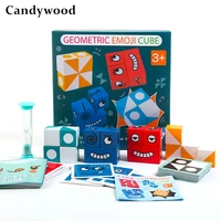 kids wooden toys face change puzzle geometric shape 3d puzzle childrens early educational toys parent child table game toys
