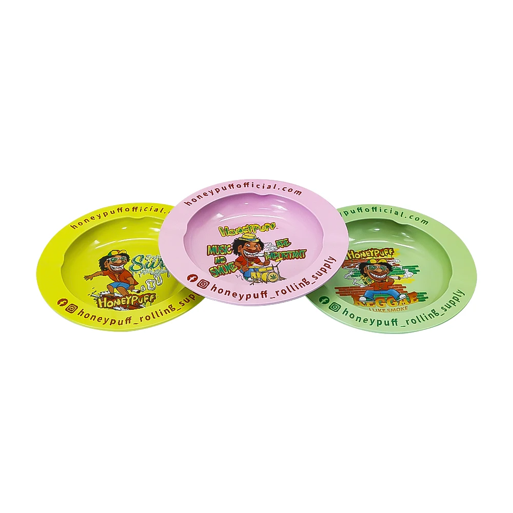 

HONEYPUFF Weed Rolling Tray Metal Cigarette Smoking Herb Tobacco Round Plate Discs Smoke Paper