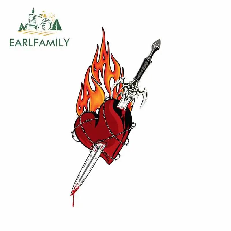 EARLFAMILY 13 см x 6 для ремонта автомобиля с мечом в сердце наклейка защитой от солнца