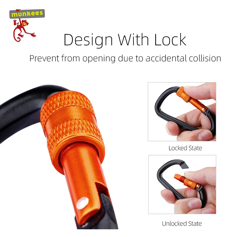 2 шт./упаковка D-образный карабин с замком для ключей