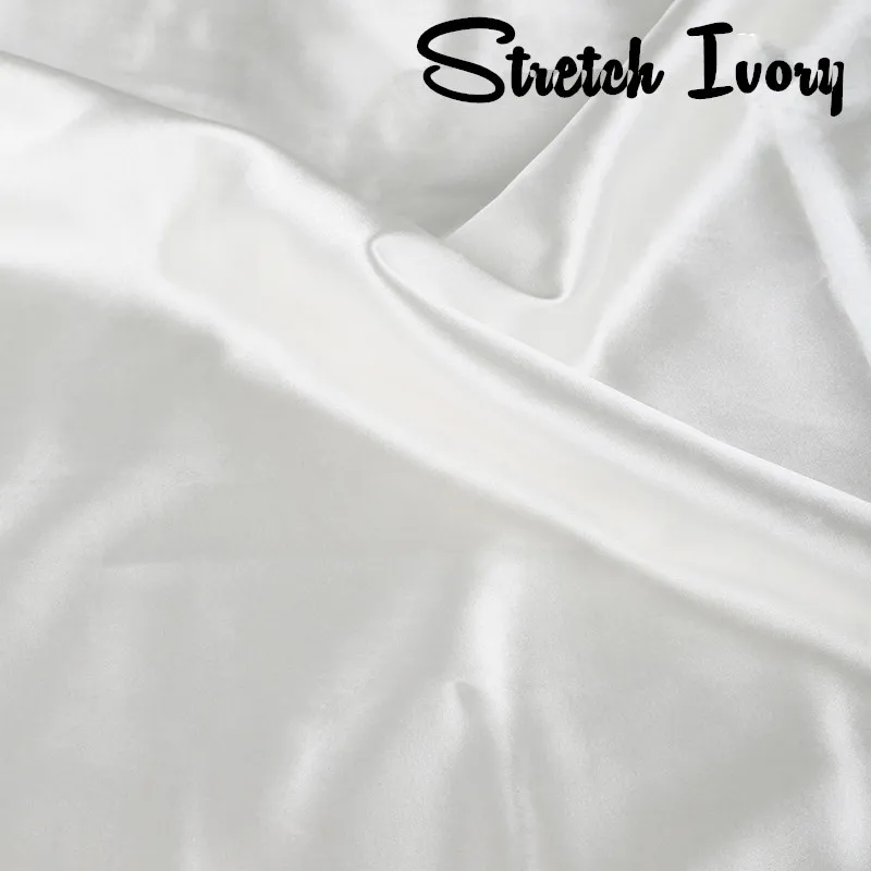 Elastic Ivory Эластичная атласная ткань шелк Cheongsam ткань атласная одежда юбка подкладка чистый цвет имитация шелка цвет Ding ткань - Цвет: Elastic Ivory