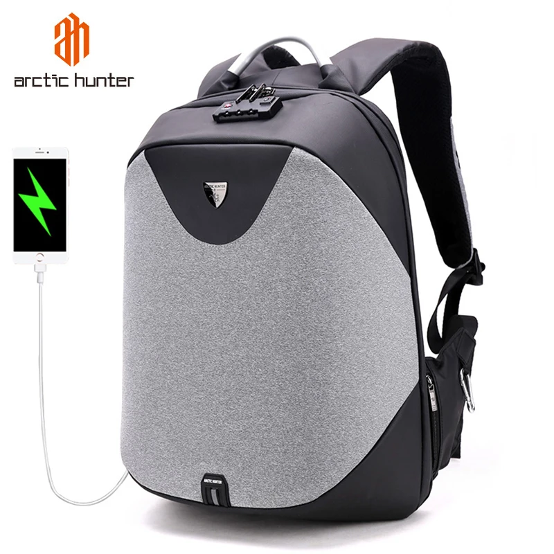 Рюкзак для ноутбука ARCTIC HUNTER School 15,6, мужской водонепроницаемый рюкзак Mochila, Повседневный, для путешествий, бизнеса, USB, рюкзак, мужская сумка, Противоугонный подарок