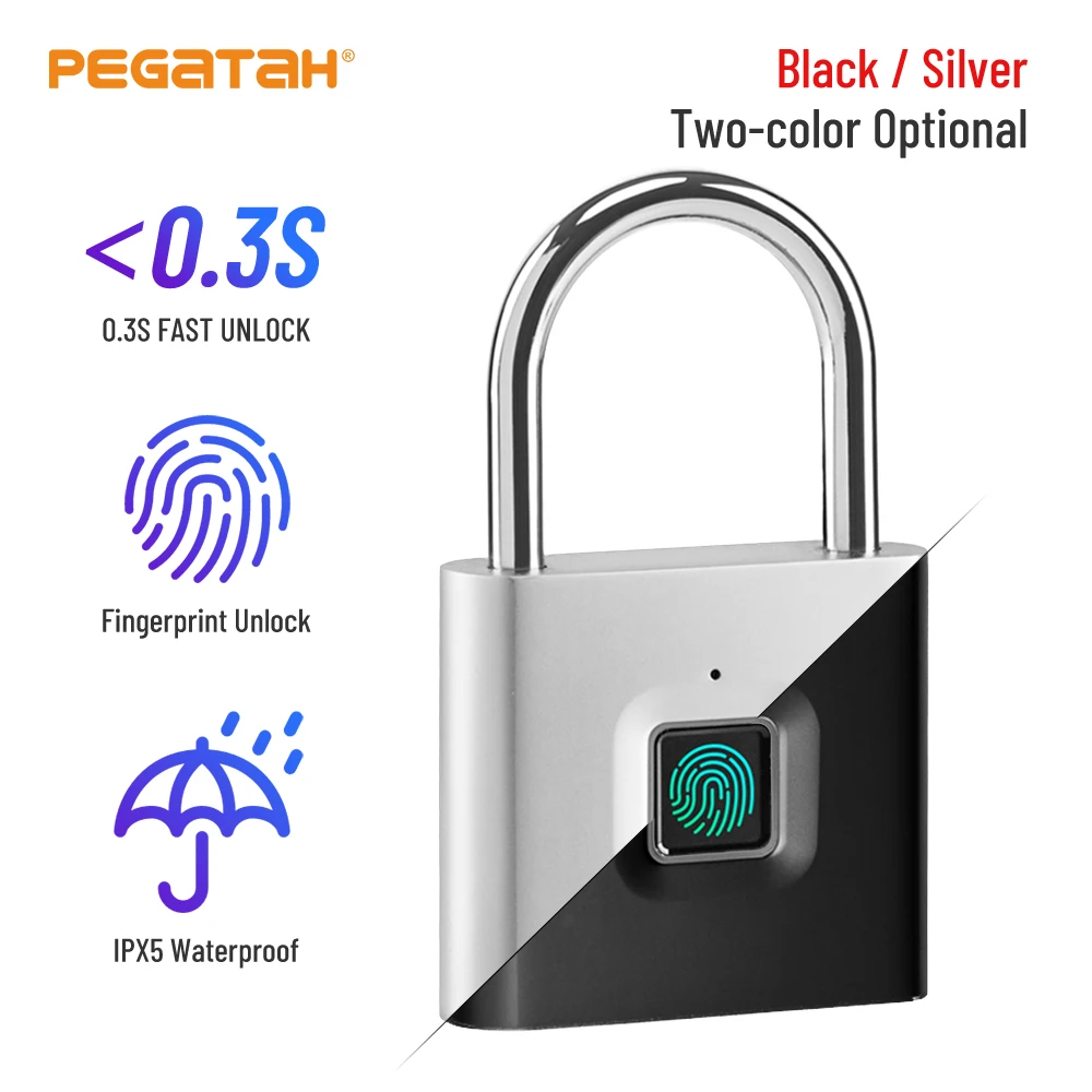 

Fingerprint Smart lock Keyless USB Rechargeable Door Lock Security safe Quick Unlock lock with fingerprint Padlock