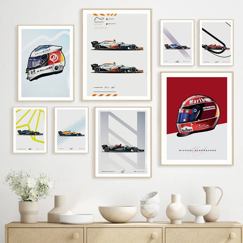 

2022 F1 Season Fixtures Formula1 Helmet Car Wall Art Canvas Painting Nordic Poster And Prints Wall Picture For Living Room Decor