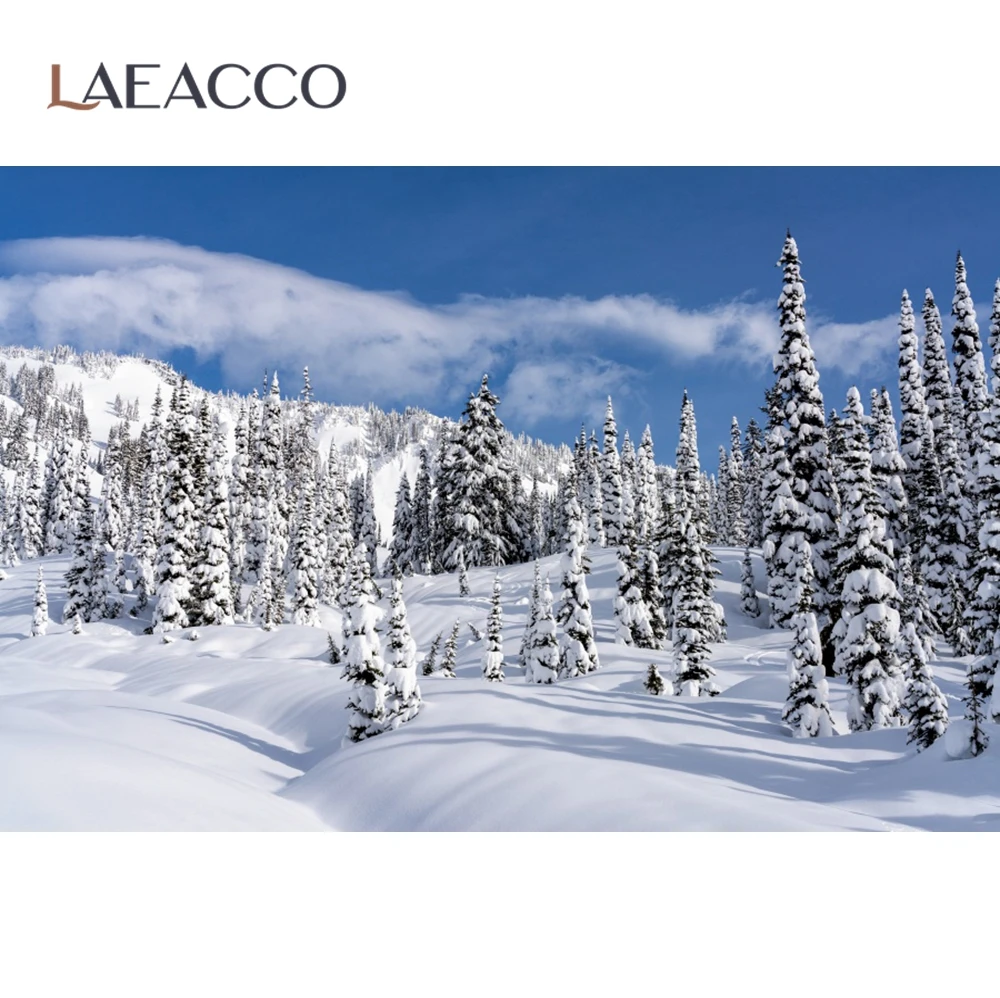 

Winter Backdrops For Photography Snow Mountain Pine Tree Blue Sky Cloudy Natural Scenic Photo Background Photocall Photo Studio