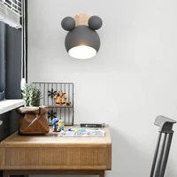 nordic childrens room bedside bedroom wall lamp modern minimalist wooden cartoon lights background vanity light