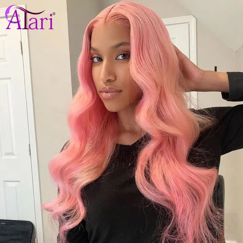 

Atari Pink Wig Colored Human Hair Wigs Virgin Brazilian Hair Wigs for Women 30 Inch Pink Colorful Lace Frontal Wig Pre Plucked